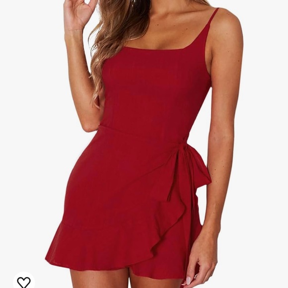 Relipop Women’s dress spaghetti waist tie knot wrap front red - Picture 4 of 4